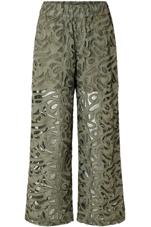 SELECTED Slfallia Hw Broderi Pant B Bottoms Trousers Culottes Khaki Green