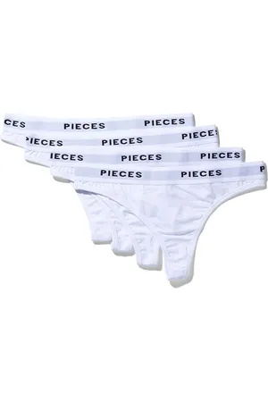 Pieces® Pclogo Lady Thong 4 Pack Noos Bc Stringtruse Undertøy White