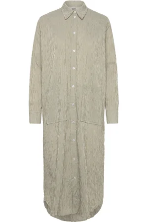 Mads Norgaard Crinckle Pop Zindi Dress Maxikjole Festkjole Khaki Green