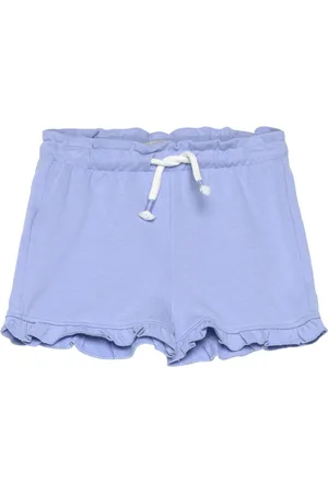 MANGO Elastic Waist Short With Ruffles Bottoms Shorts Blue