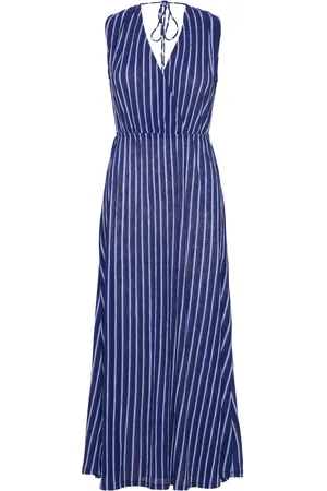 MANGO Stripe-Print Dress With Bow Maxikjole Festkjole Blue