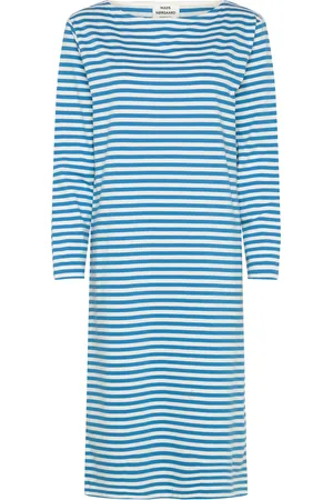 Mads Norgaard Soft Single Stripe Silas Dress Knelang Kjole Blue