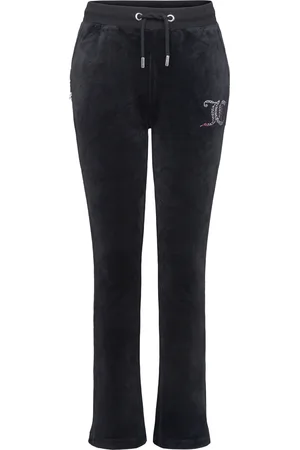 Juicy Couture Luxe Ombre Diamante Velour Bootcut Bottoms Sweatpants Black