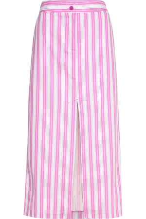 MANGO Slit Striped Skirt Skirts Knee-length & Midi Skirts Pink