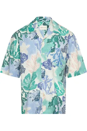 GANT Rel Camp Collar Sea Print Ss Shirt Tops T-shirts Short-sleeved Multi/patterned