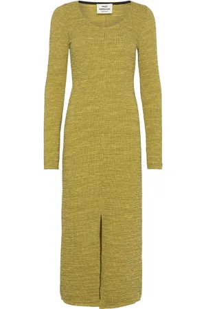 Mads Norgaard Mel Crepe Bibli Dress Knelang Kjole Yellow