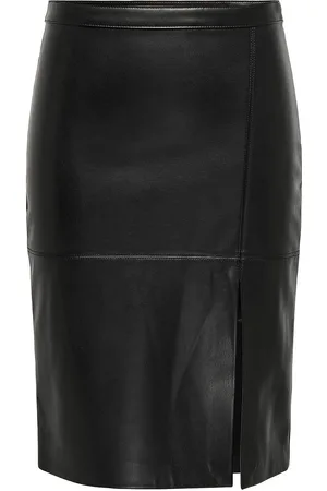 ONLY Onlnewoline Faux Leather Skirt Cc Otw Knelangt Skjørt Black