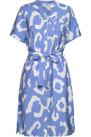 Object Objjacira S/S Shirt Dress Noos Kort Kjole Blue
