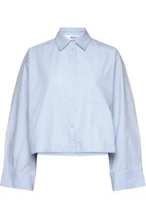 SELECTED Slfastha Ls Cropped Boxy Shirt B Tops Shirts Long-sleeved Blue