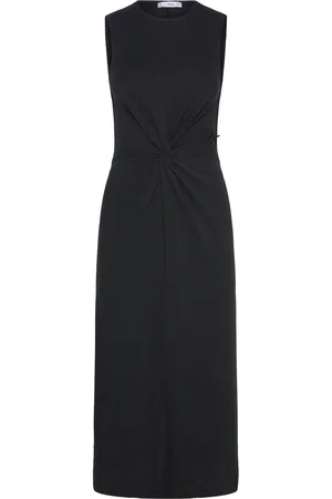 MANGO Midi-Dress With Draped Detail Knelang Kjole Black