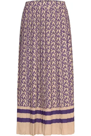 GANT Monogram Print Pleated Skirt Skirts Knee-length & Midi Skirts Multi/patterned