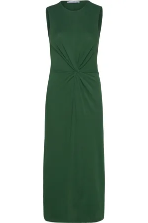 MANGO Midi-Dress With Draped Detail Knelang Kjole Green