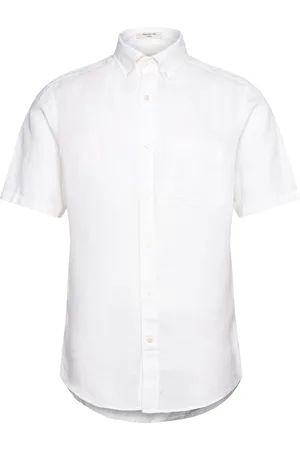 GANT Reg Linen Ss Shirt Tops Shirts Short-sleeved White