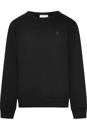 Knowledge Cotton Apparal Regular Badge Crew Neck Sweat - Got Tops Sweat-shirts & Hoodies Sweat-shirts Black
