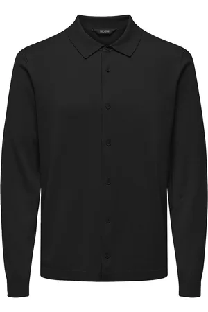 Only & Sons Onswyler Life Reg 14 Shirt Knit Cs Tops Knitwear Long Sleeve Knitted Polos Black