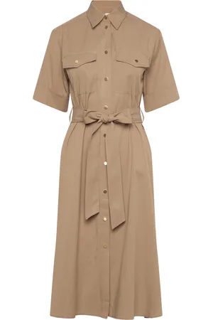 GANT Reg Utility Ss Shirt Dress Knelang Kjole Beige