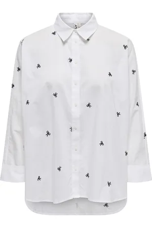 ONLY Onlnew Lina Grace Ls Emb Shirt Noos Wvn Tops Shirts Long-sleeved White