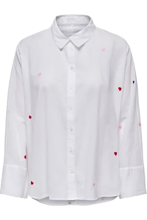 ONLY Onlnew Lina Grace Ls Emb Shirt Noos Wvn Tops Shirts Long-sleeved White