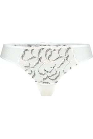 Chantelle Fleurs Tanga Lingerie Panties Brazilian Panties White