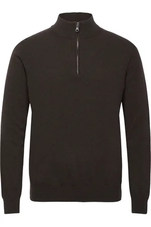 Oscar Jacobson Patton Half Zip Tops Knitwear Half Zip Jumpers Brown