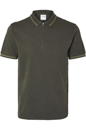 SELECTED Slhslim-Toulouse Detail Ss Polo Noos Tops Polos Short-sleeved Green