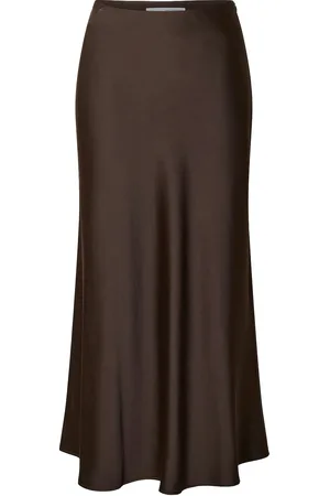 SELECTED Slflena Hw Midi Skirt Noos Knelangt Skjørt Brown