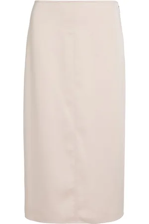 Calvin Klein Structured Satin Skirt Skirts Knee-length & Midi Skirts Cream
