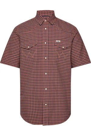 Wrangler Ss Western Shirt Tops Shirts Short-sleeved Orange