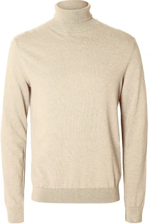 SELECTED Slhberg Roll Neck Noos Tops Knitwear Turtlenecks Beige