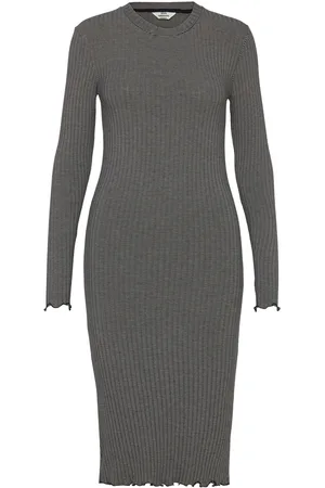 Mads Norgaard 5X5 Stripe Boa Dress Knelang Kjole Grey