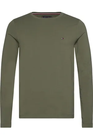 Tommy Hilfiger Stretch Slim Fit Long Sleeve Tee Tops T-shirts Long-sleeved Green
