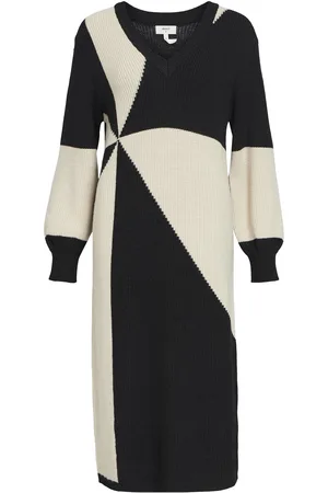Object Objmalena L/S Knit Aop Dress Maxikjole Festkjole Black