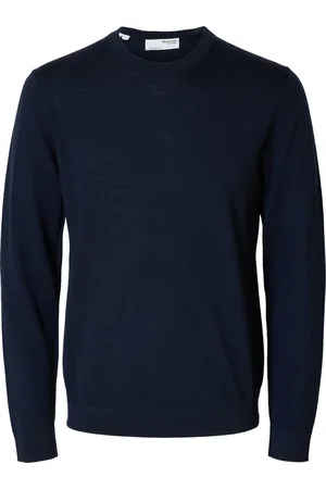 SELECTED Slhtray Ls Knit Merino Crew Neck Noos Tops Knitwear Long Sleeve Knitted Polos Navy