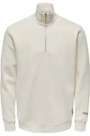 Only & Sons Onsriley Reg 1/4 Zip High Neck Swt Vd Tops Sweat-shirts & Hoodies Sweat-shirts White