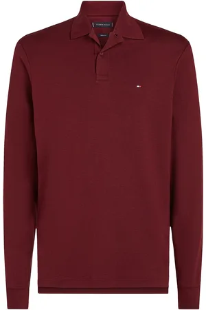 Tommy Hilfiger L/S Liquid Cotton Reg Polo Tops Polos Long-sleeved Burgundy