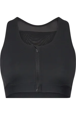 New Balance Nb Sleek Medium Support Pocket Zip Front Bra Sport Women Sport Clothing Sport Bras - All Black