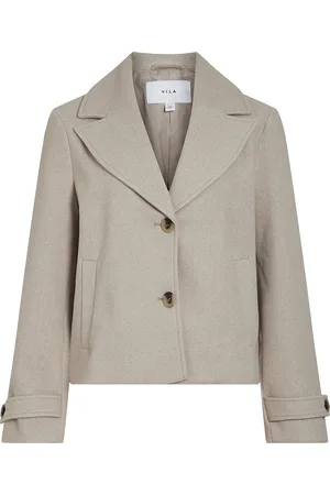 VILA Visolo L/S Short Jacket/Tes Ulljakke Jakke Beige