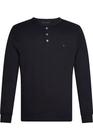 Tommy Hilfiger Slub Henley Ls Tee Tops T-shirts Long-sleeved Black