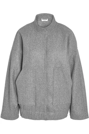 Noisy May Nmhalston L/S Bomber Jacket Wvn Noos Bomberjakke Grey
