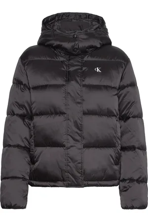 Calvin Klein Shiny Monologo Nd Short Puffer Fôret Jakke Black