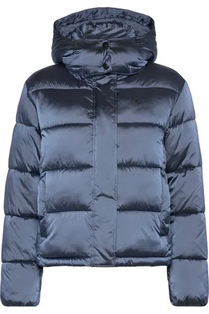 Calvin Klein Shiny Monologo Nd Short Puffer Fôret Jakke Blue