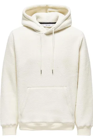 Only & Sons Onsemilio Reg Teddy Hoodie Sweat Vd Tops Sweat-shirts & Hoodies Hoodies White