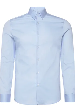 MANGO Super Slim-Fit Poplin Suit Shirt Tops Shirts Business Blue