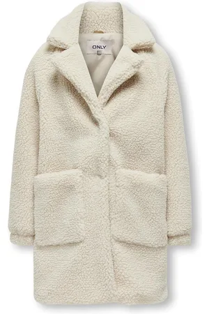 ONLY Kogsandra Teddy Long Coat Otw Jakke Cream