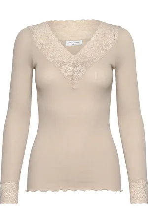 Rosemunde Organic T-Shirt W/ Lace Tops T-shirts & Tops Long-sleeved Beige