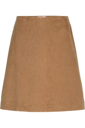 SELECTED Slfjenny-Newibi Mw Corduroy Skirt D2 Skirts Knee-length & Midi Skirts Brown