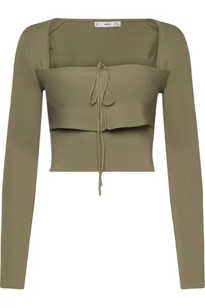 MANGO Malefica Tops T-shirts & Tops Long-sleeved Khaki Green