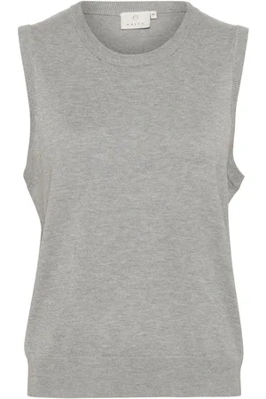 Kaffe Kalizza Knit Slipover Vests Knitted Vests Grey