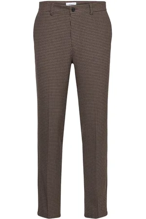 Les Deux Como Reg Houndstooth Suit Pants Bottoms Trousers Casual Brown