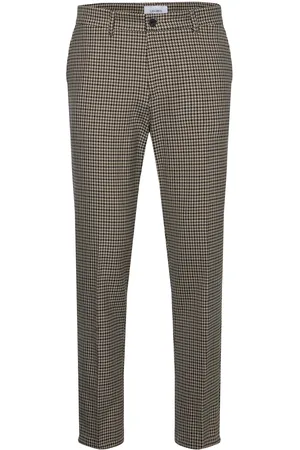Les Deux Como Reg Houndstooth Suit Pants Bottoms Trousers Casual Brown